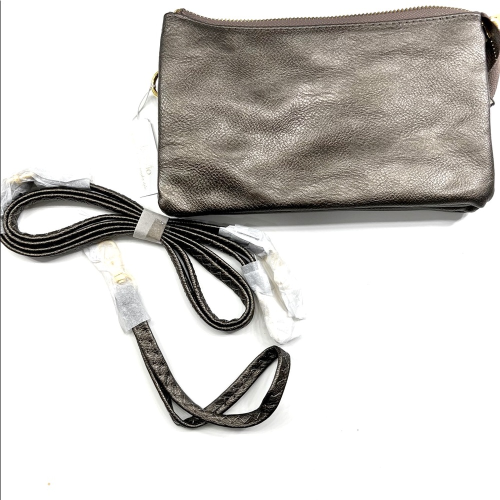 Bevello Liz Crossbody/Clutch in Metallic Dark Grey